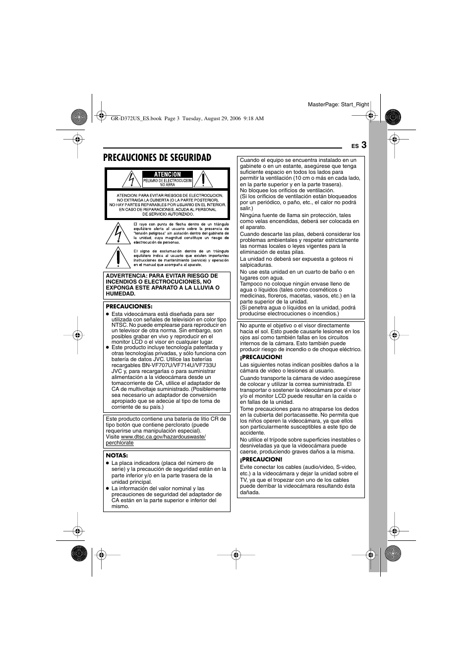 Precauciones de seguridad | JVC LYT1624-001B User Manual | Page 55 / 104