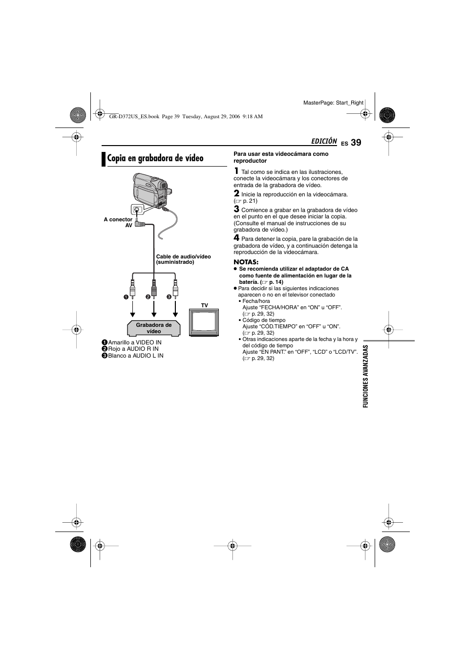 Edición, Copia en grabadora de vídeo | JVC LYT1624-001B User Manual | Page 91 / 104