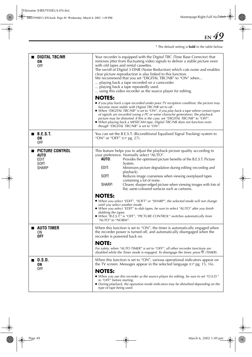 JVC HR - S7950EU User Manual | Page 49 / 72