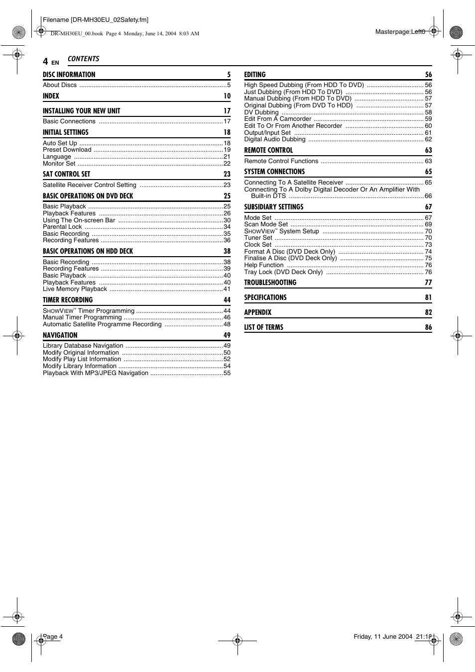 JVC ShowView LPT0923-001A User Manual | Page 4 / 88
