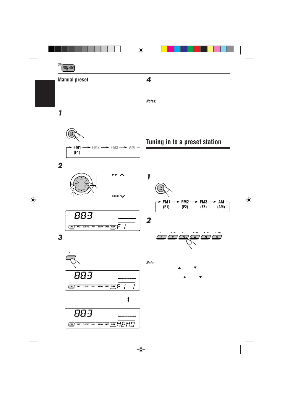 Tuning in to a preset station | JVC GET0091-001A User Manual | Page 10 / 38