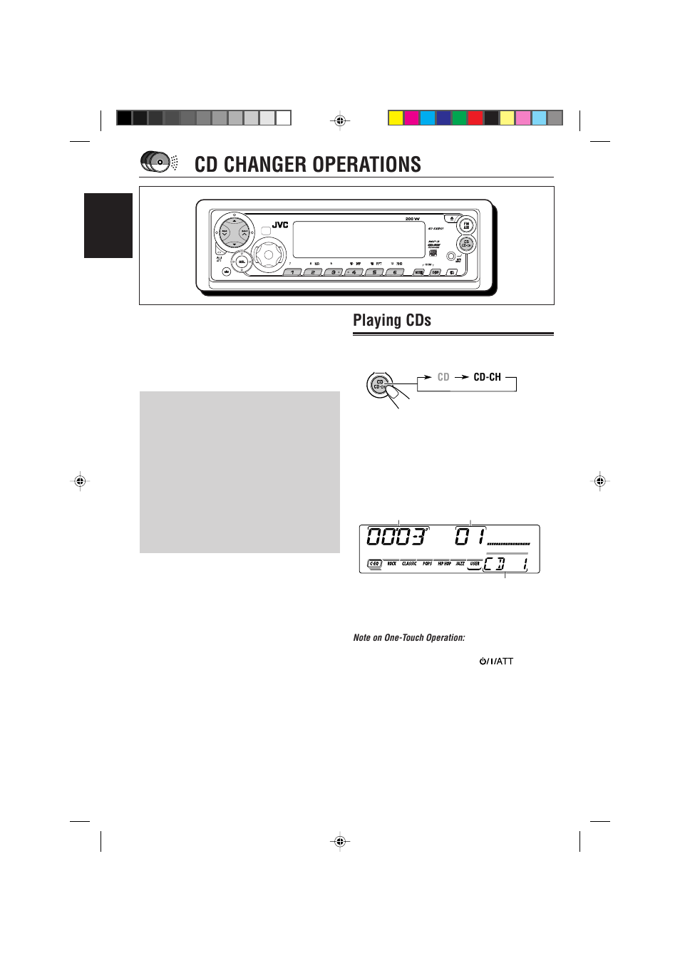 Cd changer operations, Playing cds | JVC GET0091-001A User Manual | Page 30 / 38