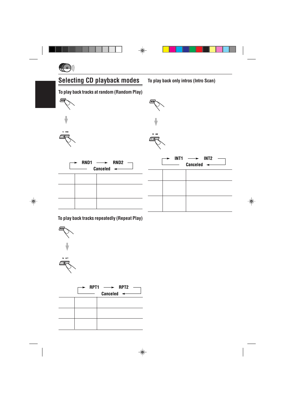 Selecting cd playback modes | JVC GET0091-001A User Manual | Page 32 / 38