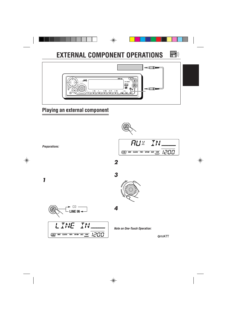 External component operations, Playing an external component | JVC GET0091-001A User Manual | Page 33 / 38