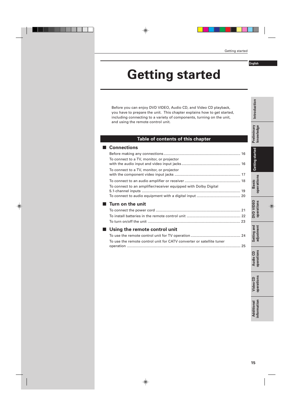 Getting started | JVC XV-D701BK User Manual | Page 19 / 108