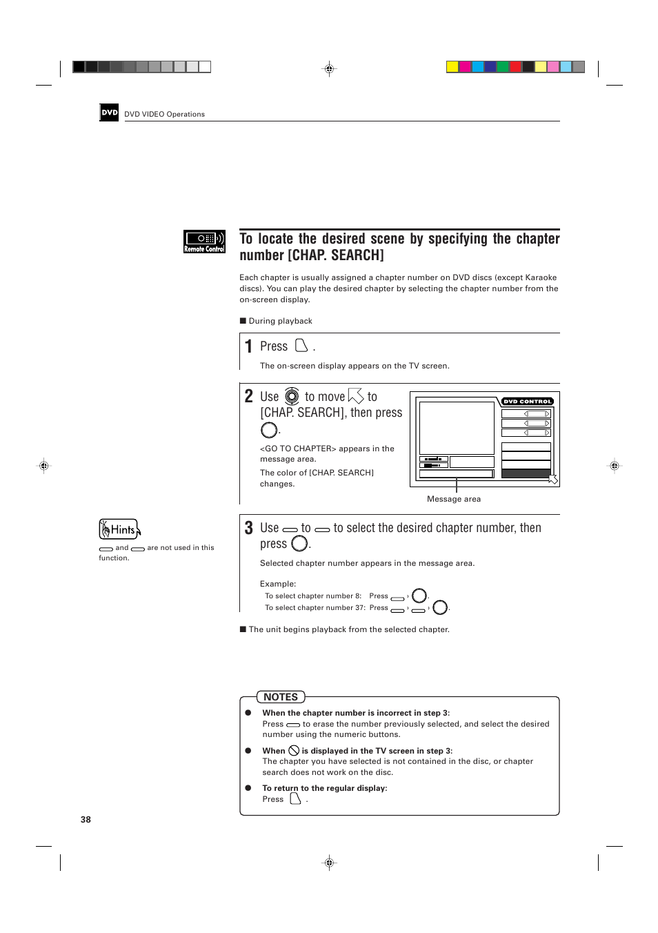 Press, Use to move to [chap. search], then press | JVC XV-D701BK User Manual | Page 42 / 108