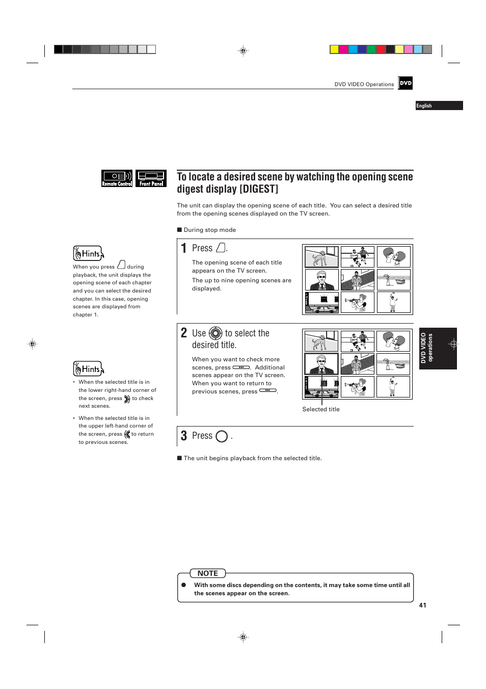 Press, Use to select the desired title | JVC XV-D701BK User Manual | Page 45 / 108