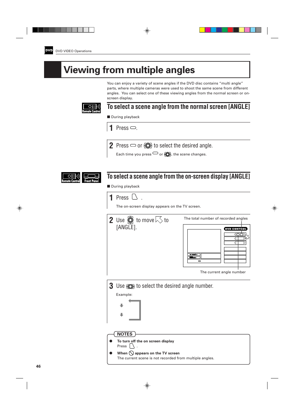 Viewing from multiple angles, Press, Or to select the desired angle | Use to move to [angle, Use to select the desired angle number | JVC XV-D701BK User Manual | Page 50 / 108