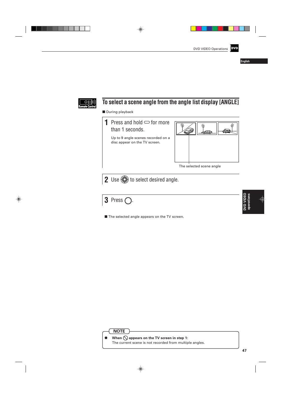 Press and hold, For more than 1 seconds, Use to select desired angle | Press | JVC XV-D701BK User Manual | Page 51 / 108