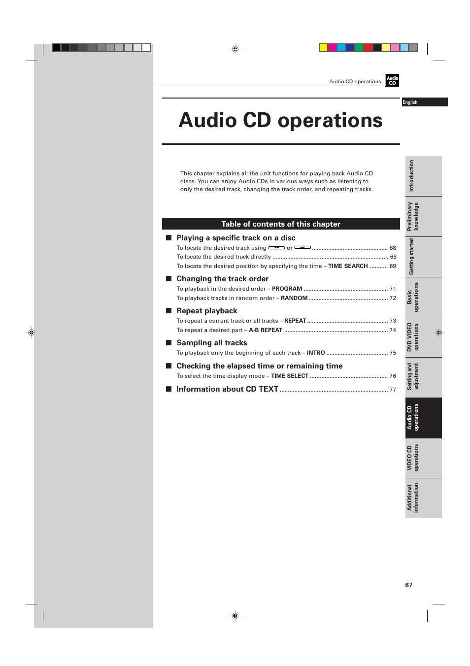 Audio cd operations | JVC XV-D701BK User Manual | Page 71 / 108