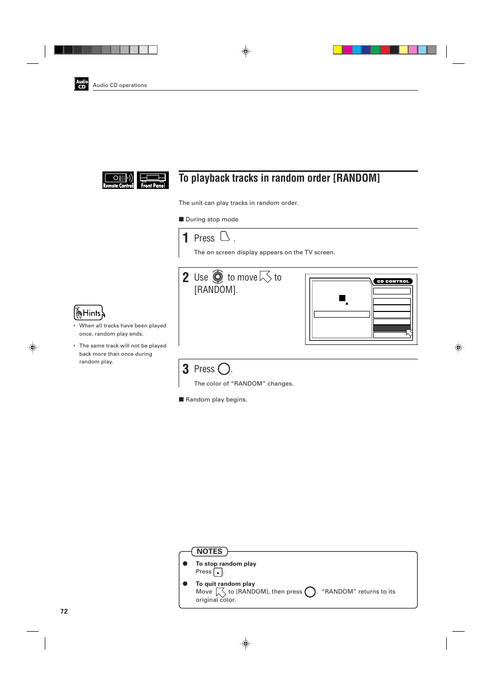 Press, Use to move to [random | JVC XV-D701BK User Manual | Page 76 / 108