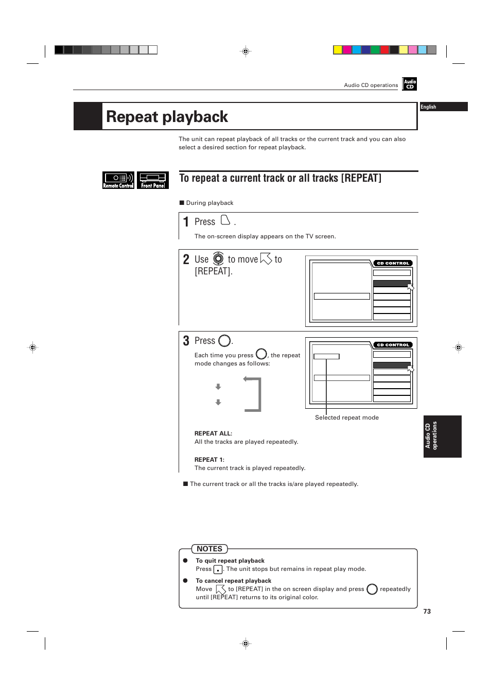 Repeat playback, Press, Use to move to [repeat | JVC XV-D701BK User Manual | Page 77 / 108