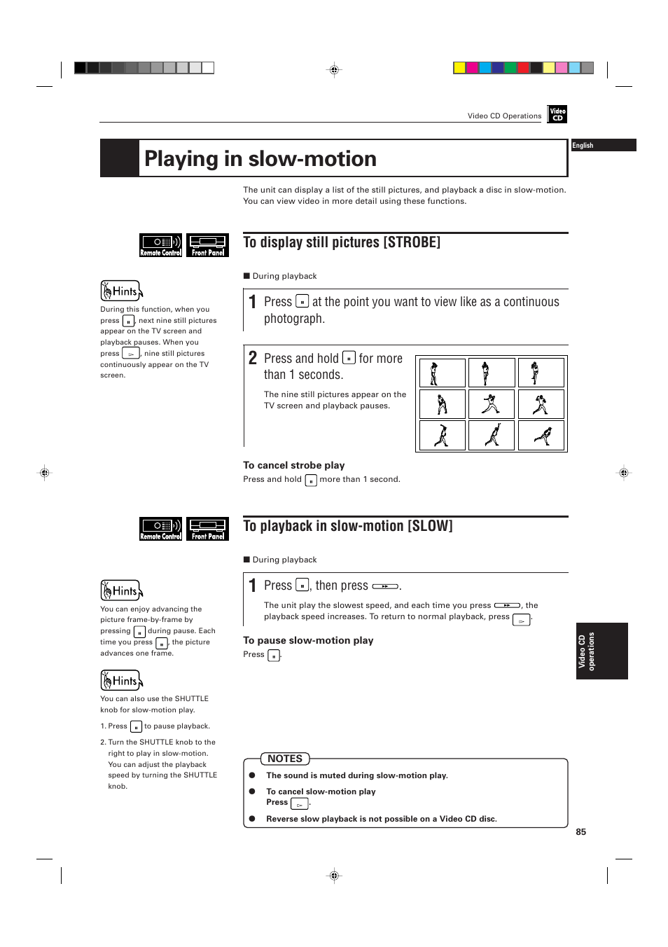 Playing in slow-motion, Press, Press and hold | For more than 1 seconds, Then press | JVC XV-D701BK User Manual | Page 89 / 108