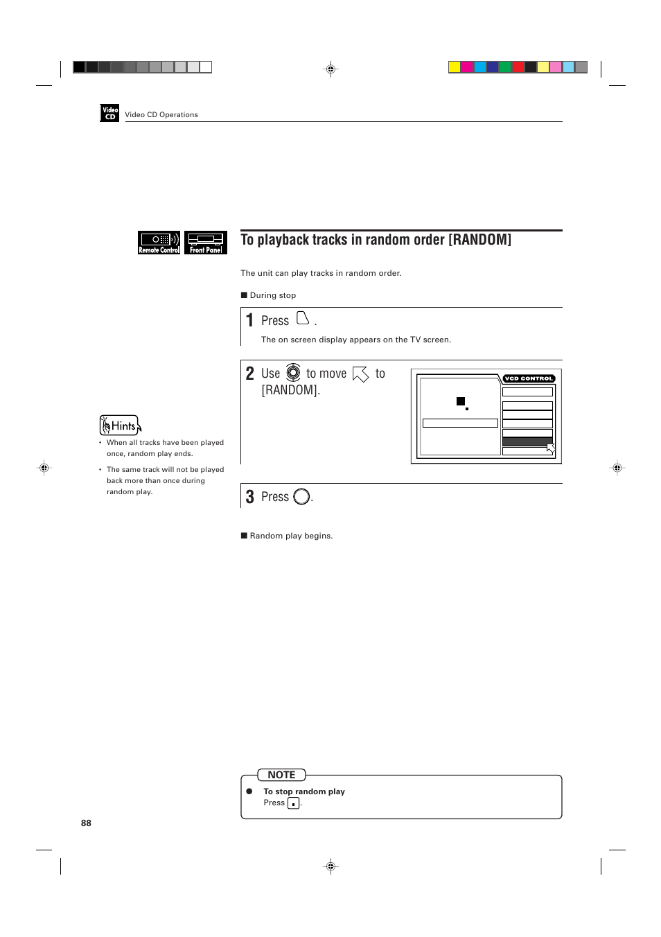 Press, Use to move to [random | JVC XV-D701BK User Manual | Page 92 / 108