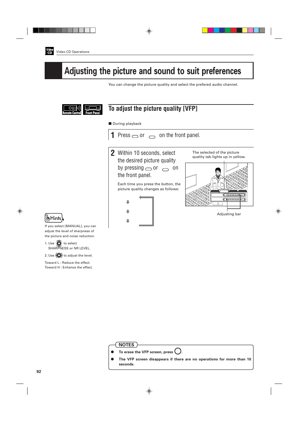 Press, On the front panel | JVC XV-D701BK User Manual | Page 96 / 108