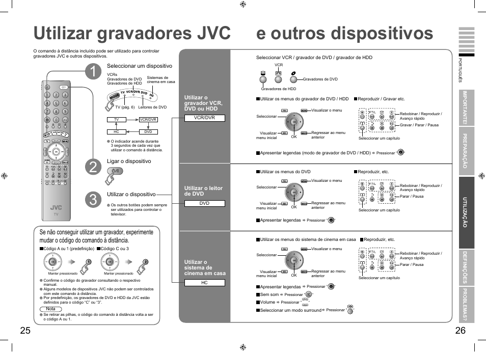 Utilizar gravadores jvc e outros dispositivos, Utilizar gravadores jvc, E outros dispositivos | JVC LT-26R70BU/SU User Manual | Page 17 / 22