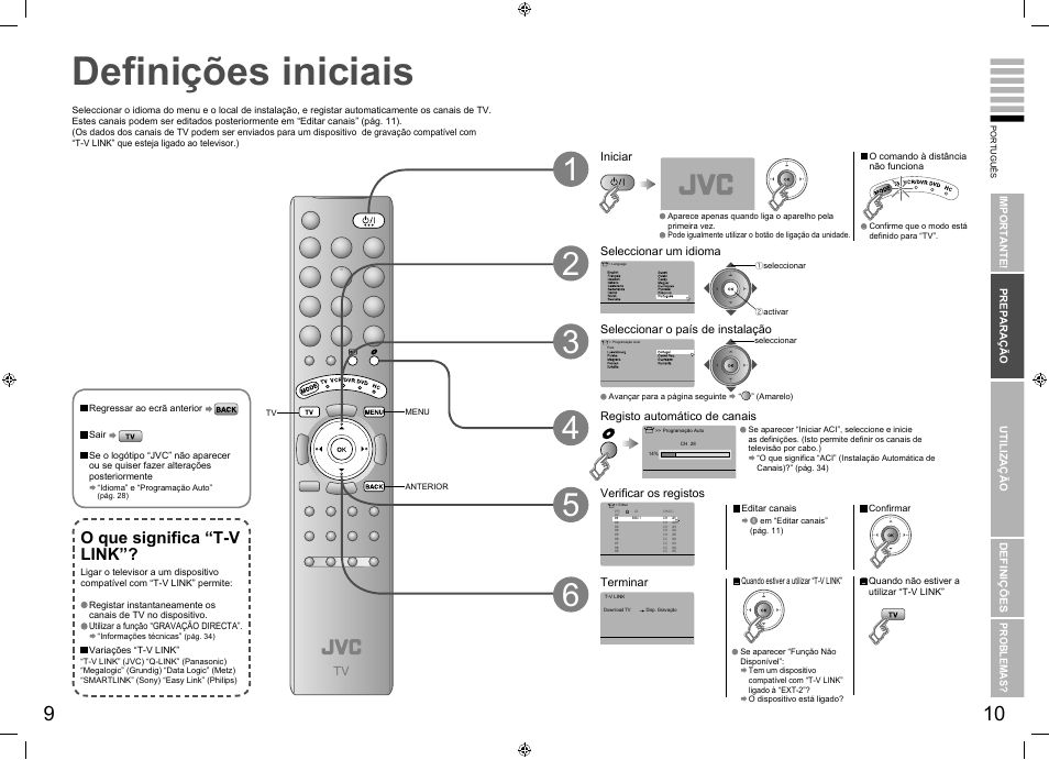Definições iniciais, O que significa “t-v link | JVC LT-26R70BU/SU User Manual | Page 9 / 22