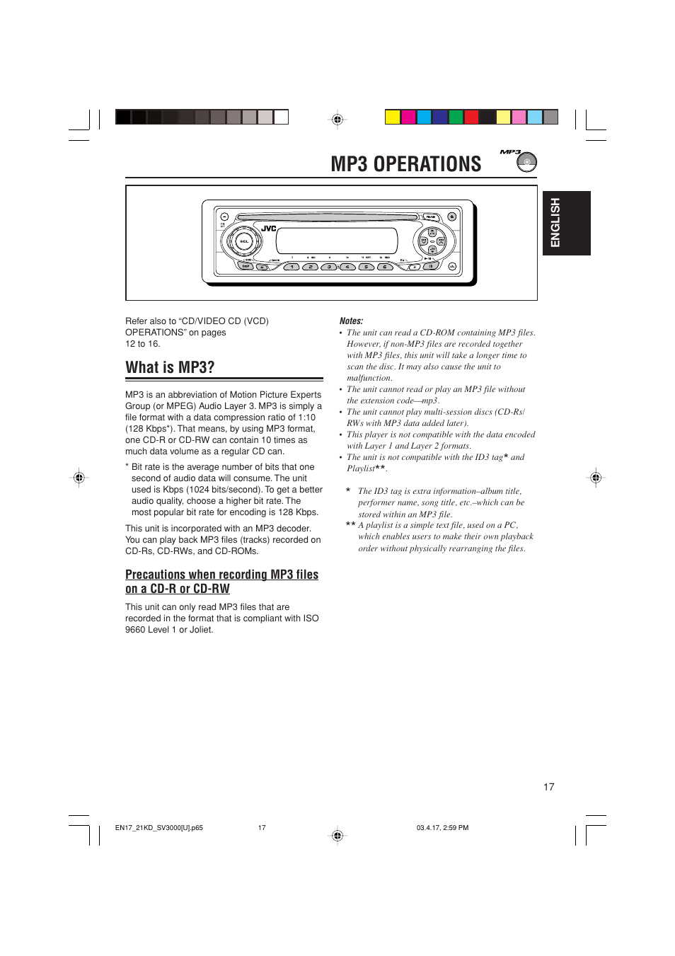 Mp3 operations, What is mp3 | JVC LVT1003-001B User Manual | Page 17 / 37