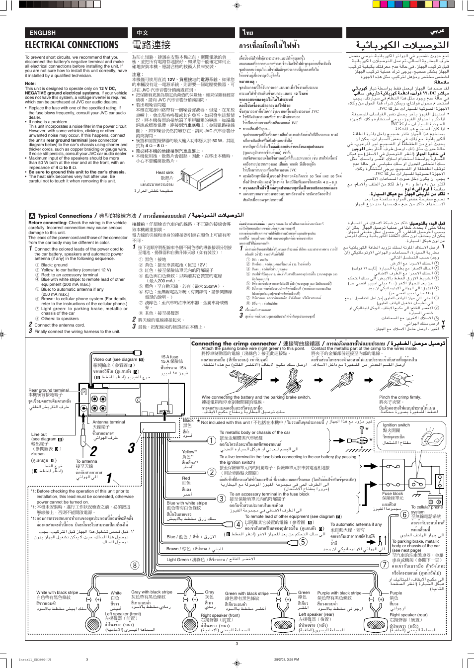 Electrical connections, Лх¡‚¥¬„™и ‰шши, Μëõµ—«µлх “¬‰ш·∫∫ª | Ëõ¡µëõ·∫∫ª°µ, Μëõ “¬·∫µ‡µх√’л·≈– «‘µ™п‡∫√°¡◊х, Μлх “¬‡∫√°¡◊х ( ’‡¢’¬«õëõπ) ‡¢и“°—∫®я¥π’è, Μ—«µлх “¬‰ш·∫∫ª√–°∫„àè·πëπ english, Μлх‡¢и“°—∫ “¬√’‚¡µ¢õßõÿª°√≥ïõ◊ëπ (¥ÿ·ºπº—ß ), Ëõßµëõ«‘¥’‚õ (¥ÿ·ºπº—ß ), Μлх‡¢и“°—∫√–∫∫‚∑√»— ж∑≈◊лхπ∑’л | JVC LVT1003-001B User Manual | Page 32 / 37