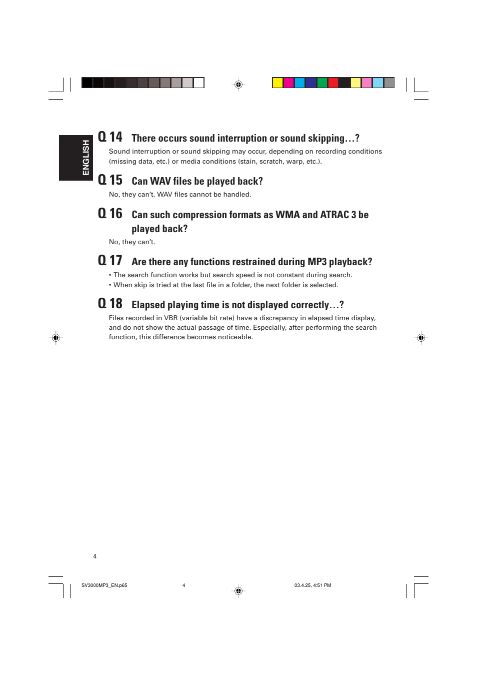 Q 14, Q 15, Q 16 | Q 17, Q 18 | JVC LVT1003-001B User Manual | Page 37 / 37