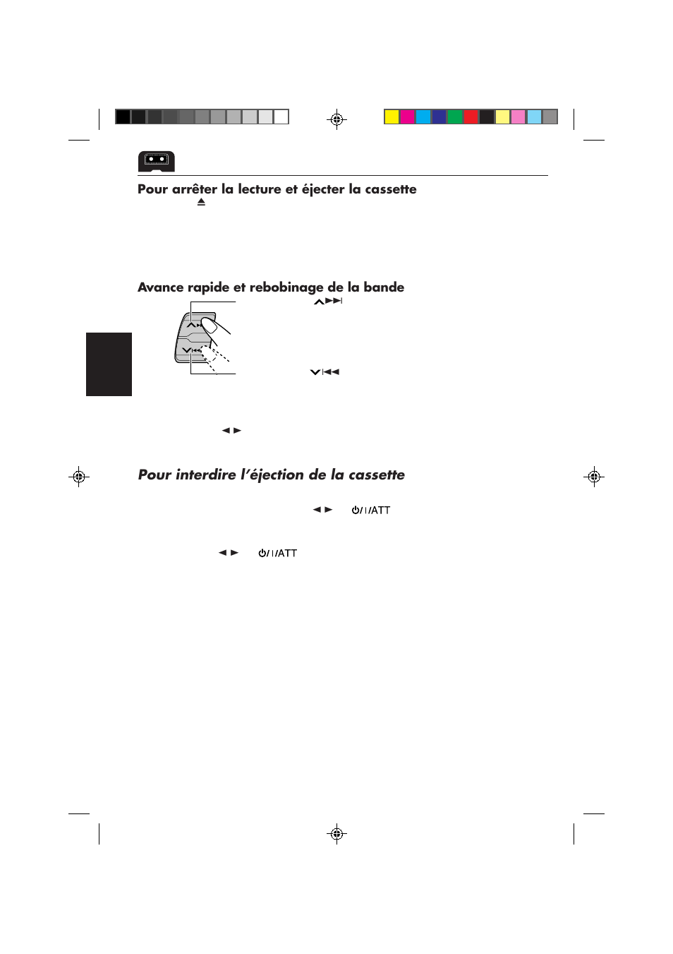 Pour interdire l’éjection de la cassette | JVC KS-FX850R User Manual | Page 108 / 182