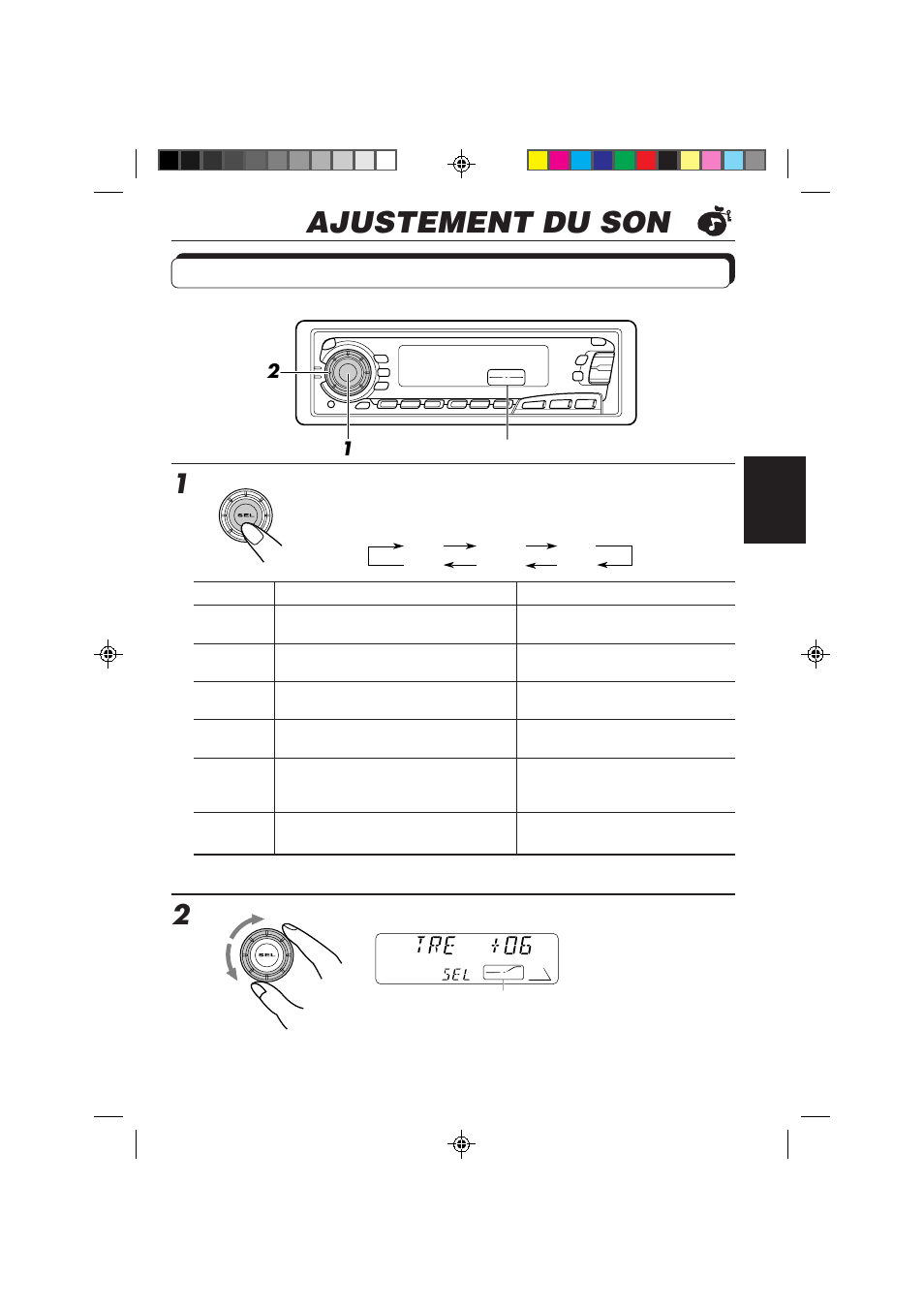 Ajustement du son, Choisissez l'élément que vous souhaitez ajuster, Ajustez le niveau | JVC KS-FX850R User Manual | Page 111 / 182