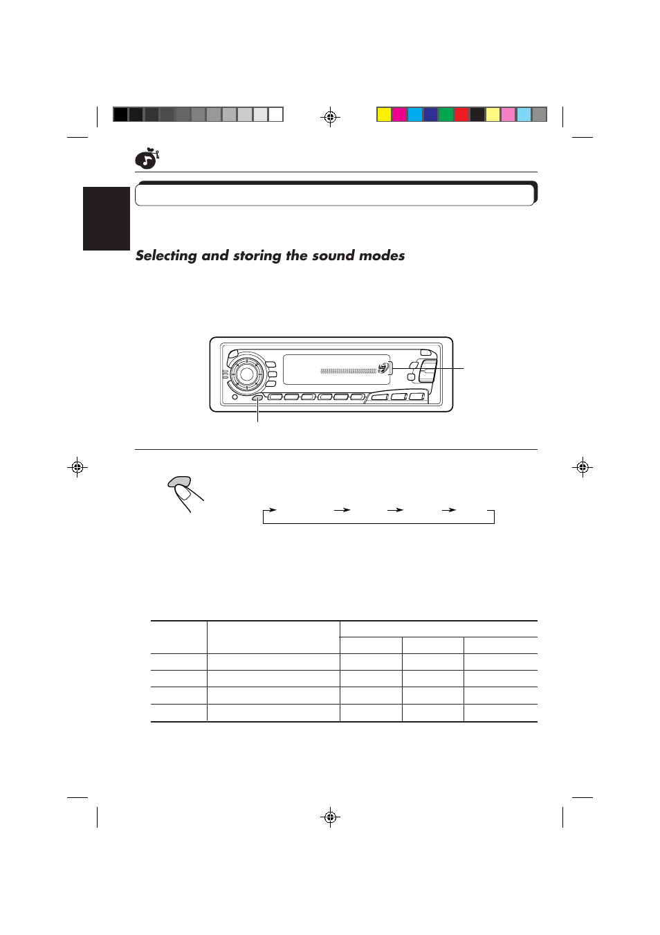 Selecting and storing the sound modes, Select the sound mode you want | JVC KS-FX850R User Manual | Page 22 / 182