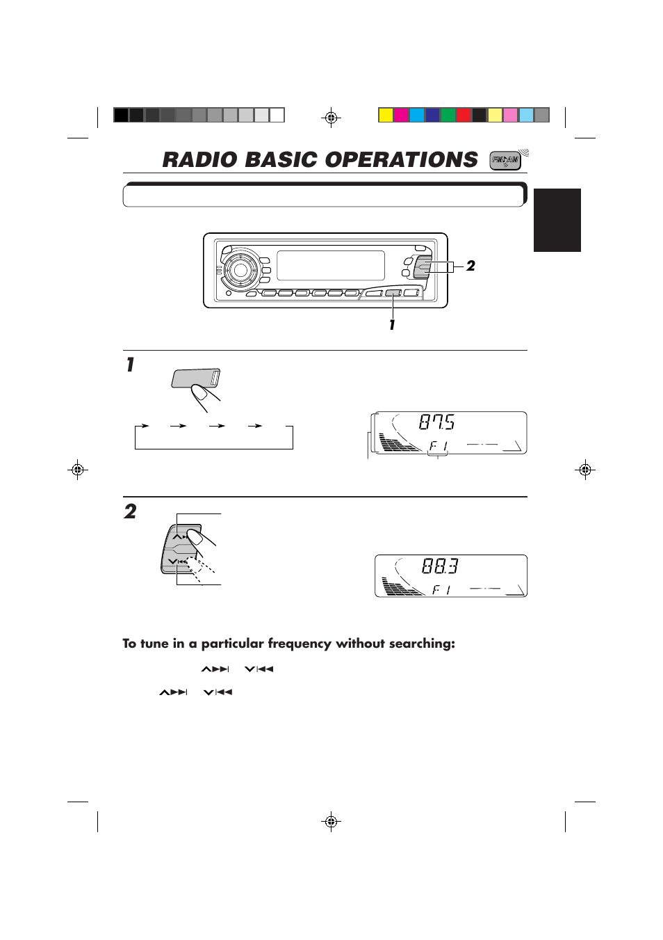 Radio basic operations, Listening to the radio | JVC KS-FX850R User Manual | Page 5 / 182