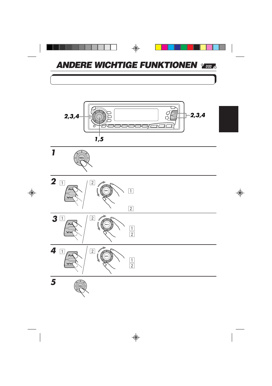 Andere wichtige funktionen, Stellen der uhr | JVC KS-FX850R User Manual | Page 70 / 182