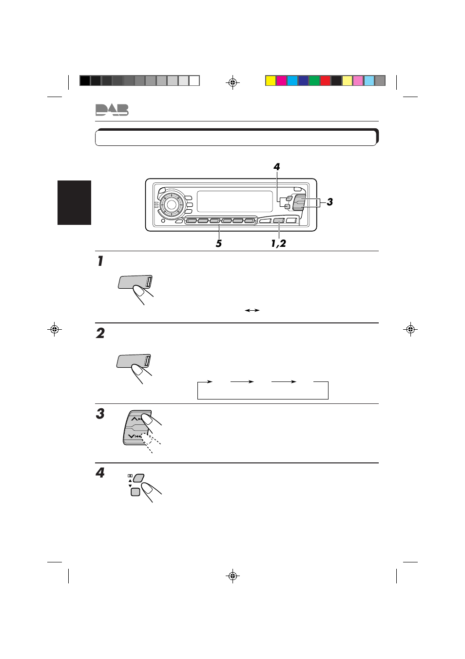 Sichern von dab-diensten im speicher, Wählen sie den dab-tuner, Stellen sie das gewünschte ensemble ein | Wählen sie den gewünschten dienst des ensembles | JVC KS-FX850R User Manual | Page 85 / 182