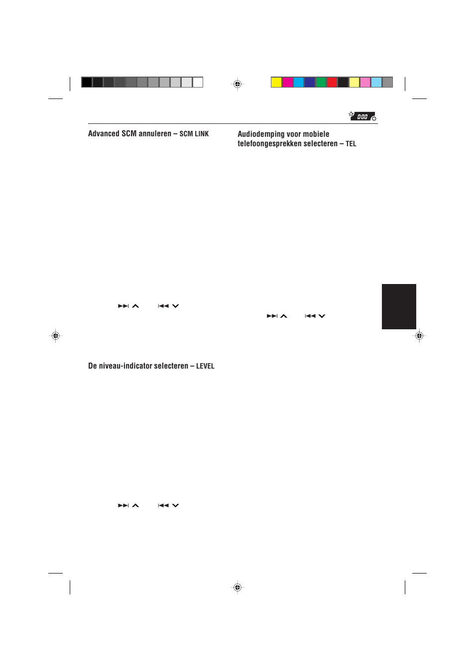 Nederlands advanced scm annuleren, De niveau-indicator selecteren | JVC KD-S733R User Manual | Page 101 / 106