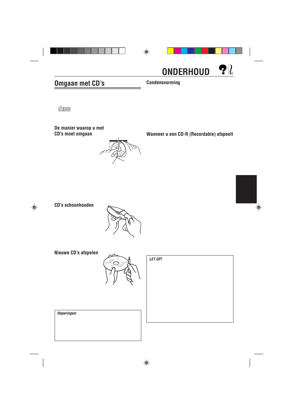 Onderhoud, Omgaan met cd’s | JVC KD-S733R User Manual | Page 103 / 106
