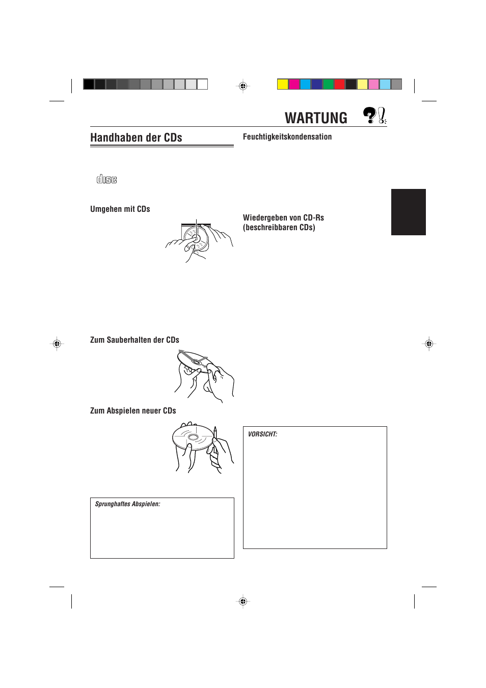 Wartung, Handhaben der cds | JVC KD-S733R User Manual | Page 51 / 106