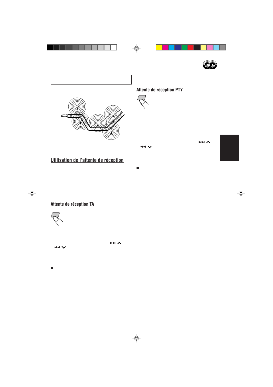 Utilisation de l’attente de réception, Français, Attente de réception pty | Attente de réception ta | JVC KD-S733R User Manual | Page 63 / 106