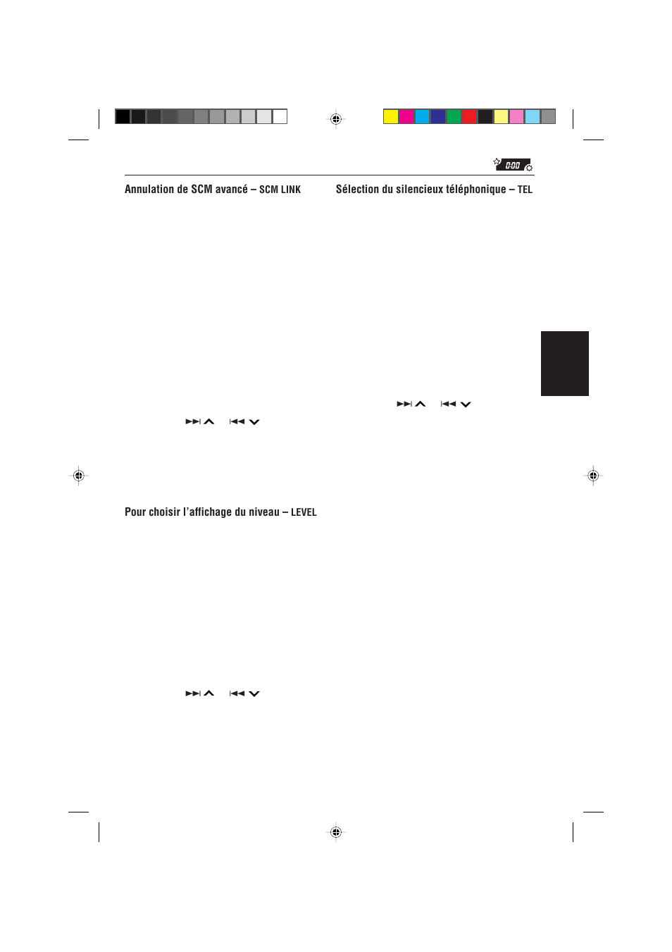 Français annulation de scm avancé, Pour choisir l’affichage du niveau, Sélection du silencieux téléphonique | JVC KD-S733R User Manual | Page 75 / 106