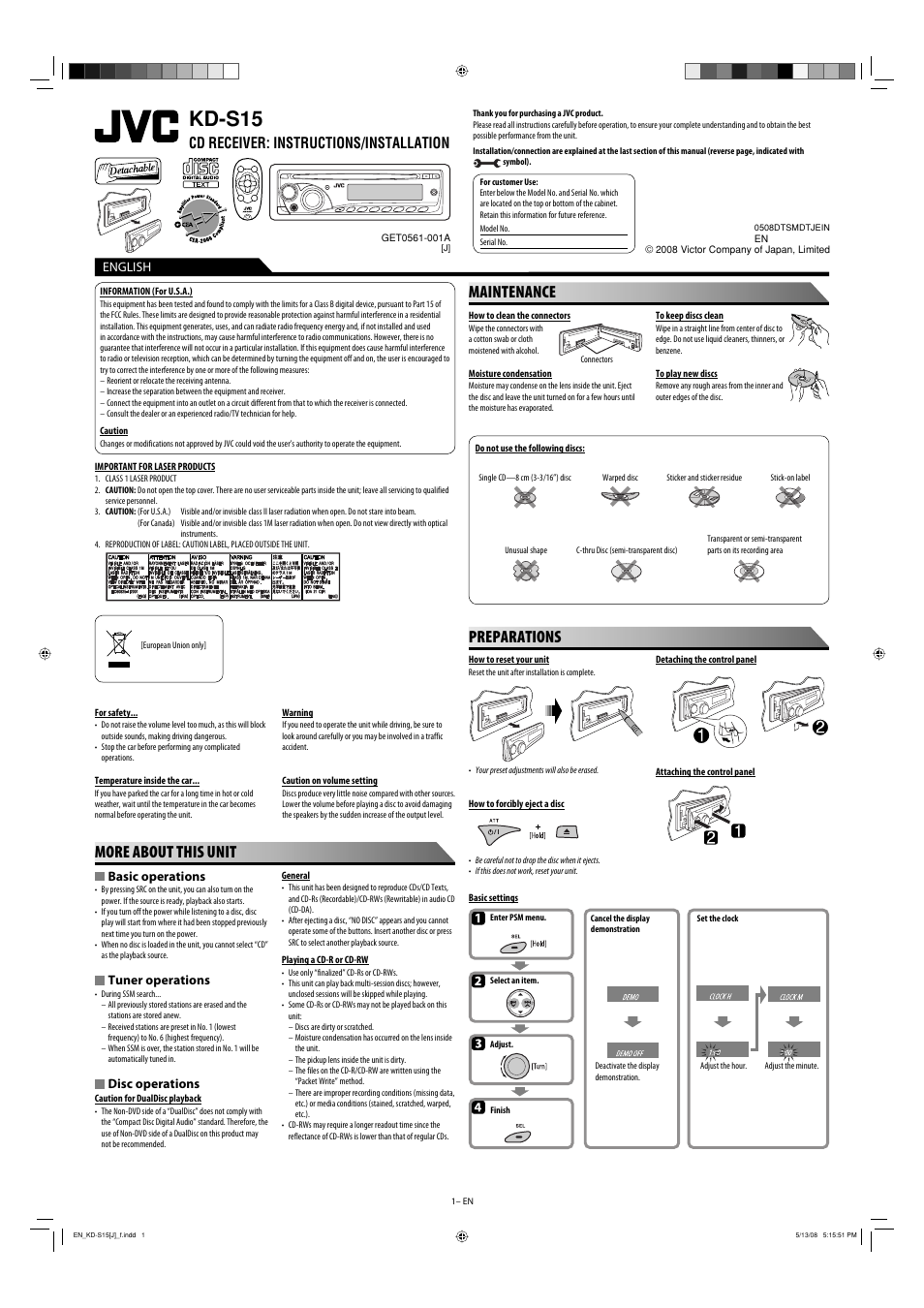 JVC GET0561-001A User Manual | 4 pages