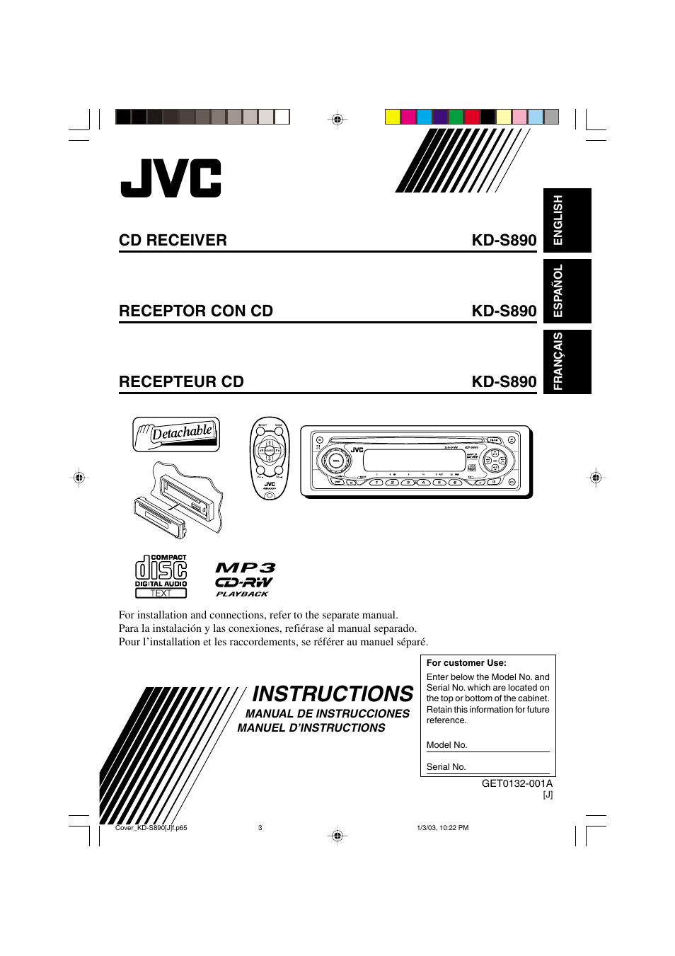 JVC KD-S890 User Manual | 34 pages