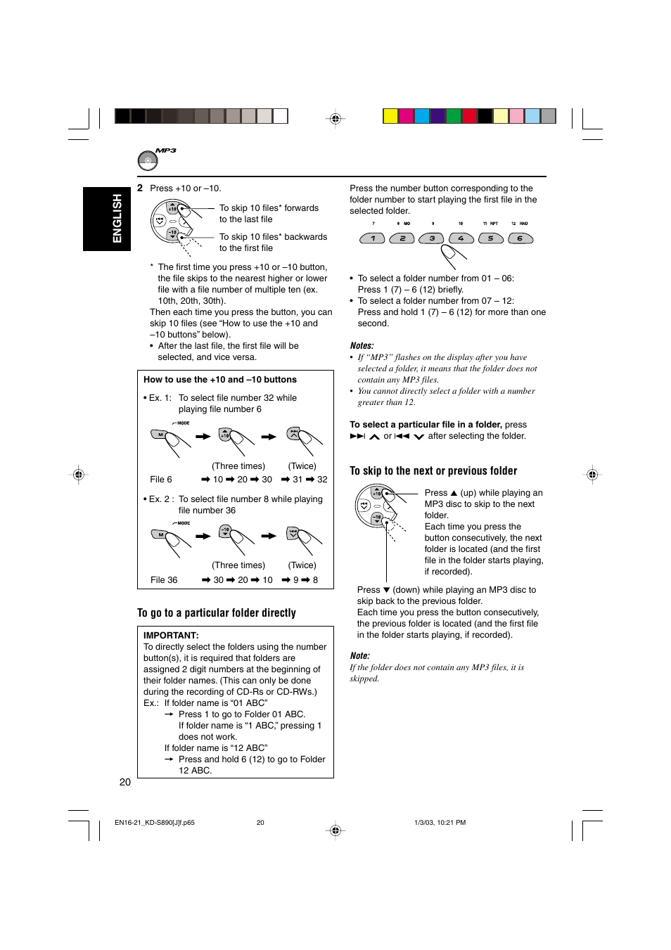 English | JVC KD-S890 User Manual | Page 20 / 34