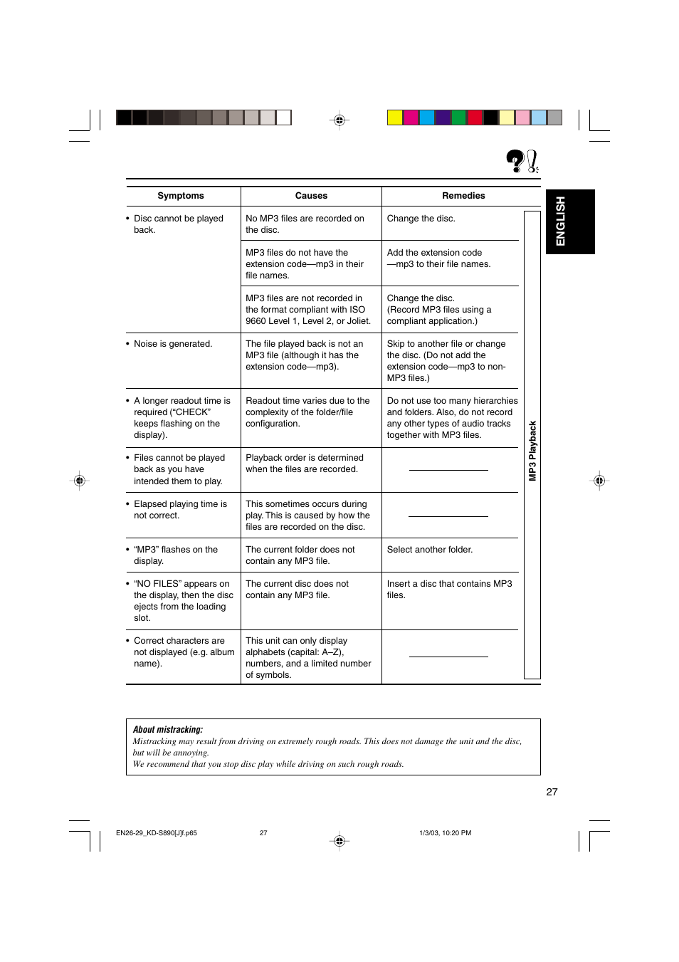 English | JVC KD-S890 User Manual | Page 27 / 34