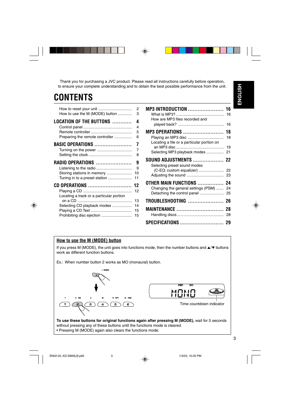 JVC KD-S890 User Manual | Page 3 / 34