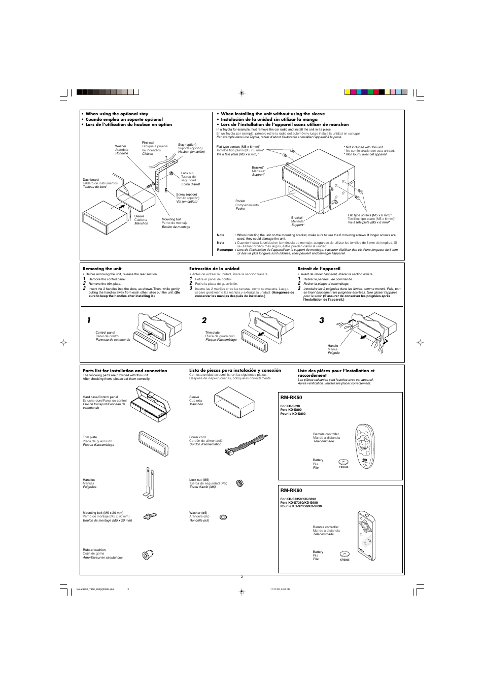 Rm-rk50, Rm-rk60 | JVC KD-S890 User Manual | Page 32 / 34