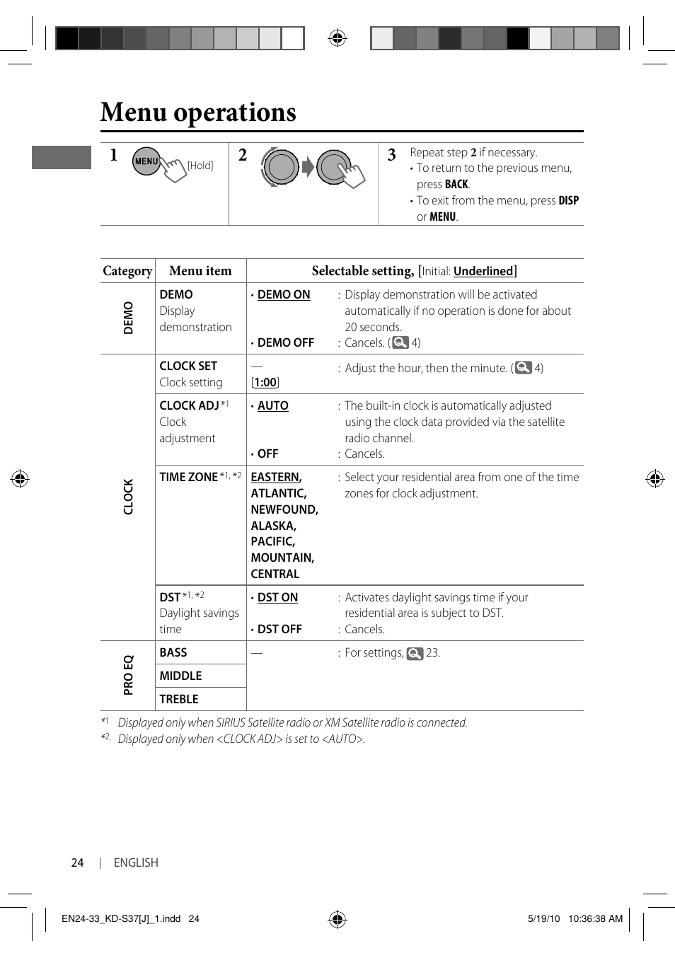 Menu operations | JVC KD-S37 User Manual | Page 24 / 87