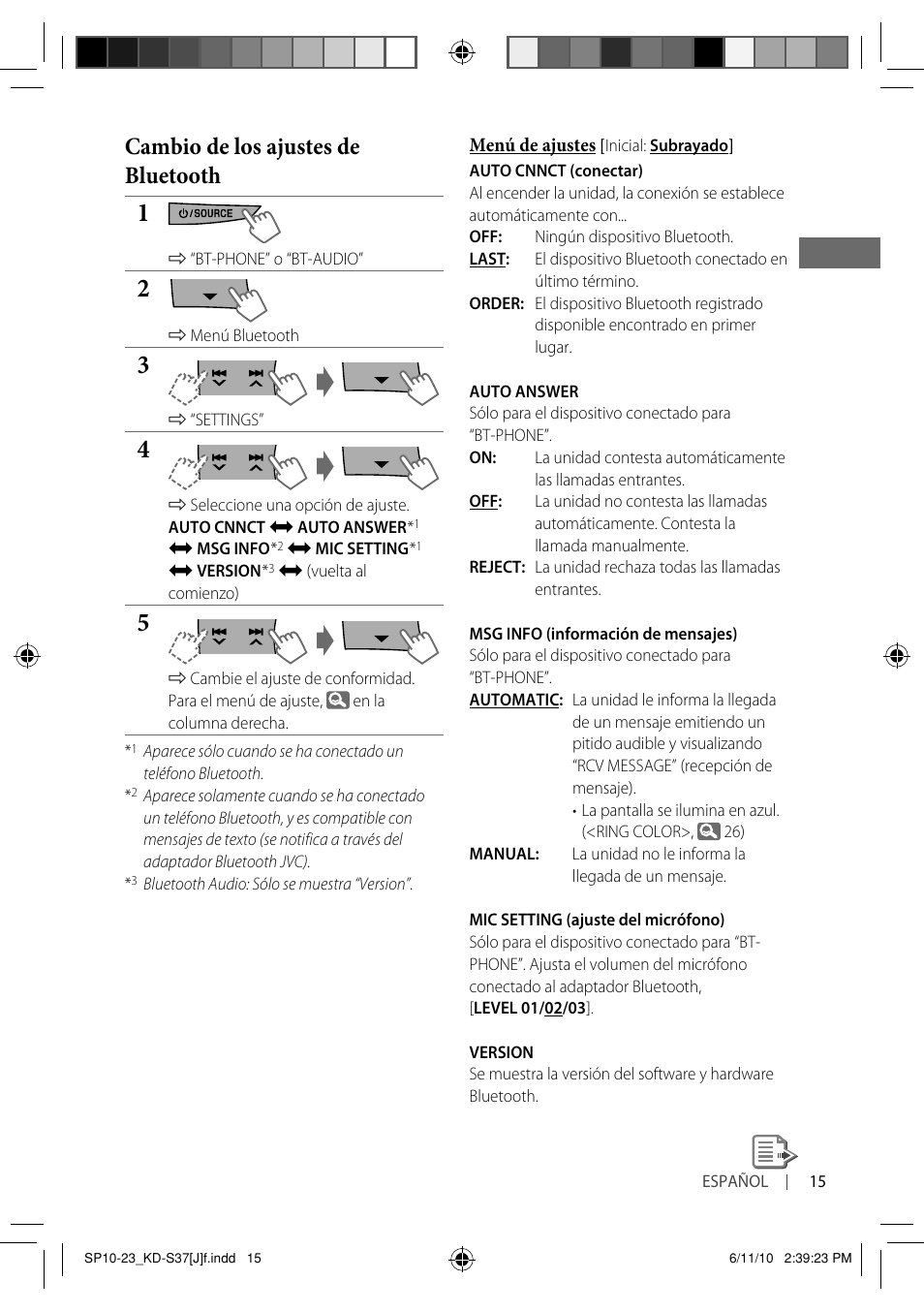 Cambio de los ajustes de bluetooth | JVC KD-S37 User Manual | Page 57 / 87