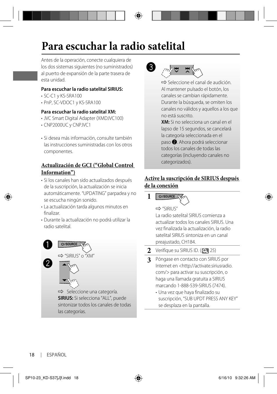 Para escuchar la radio satelital | JVC KD-S37 User Manual | Page 60 / 87