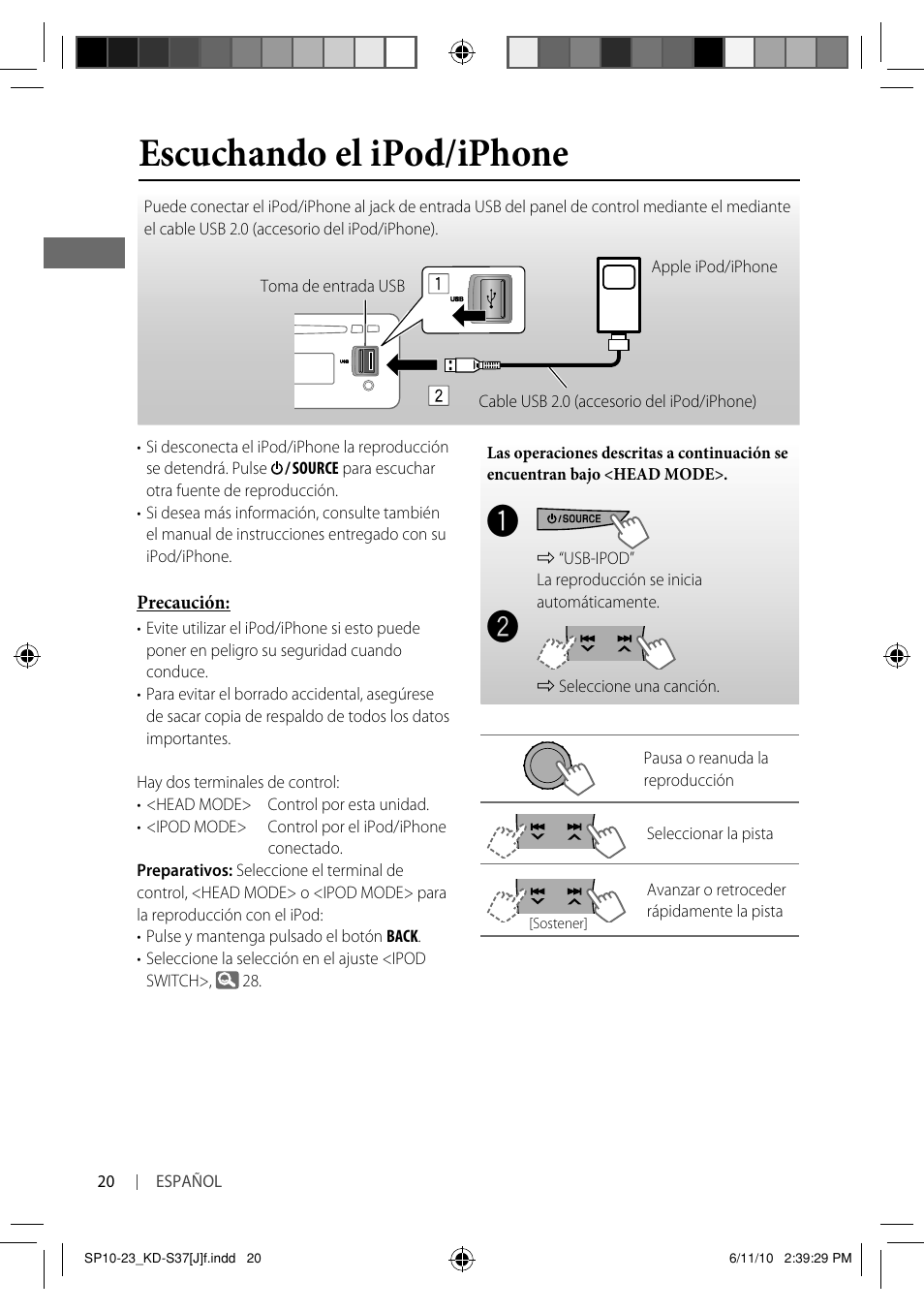 Escuchando el ipod/iphone | JVC KD-S37 User Manual | Page 62 / 87