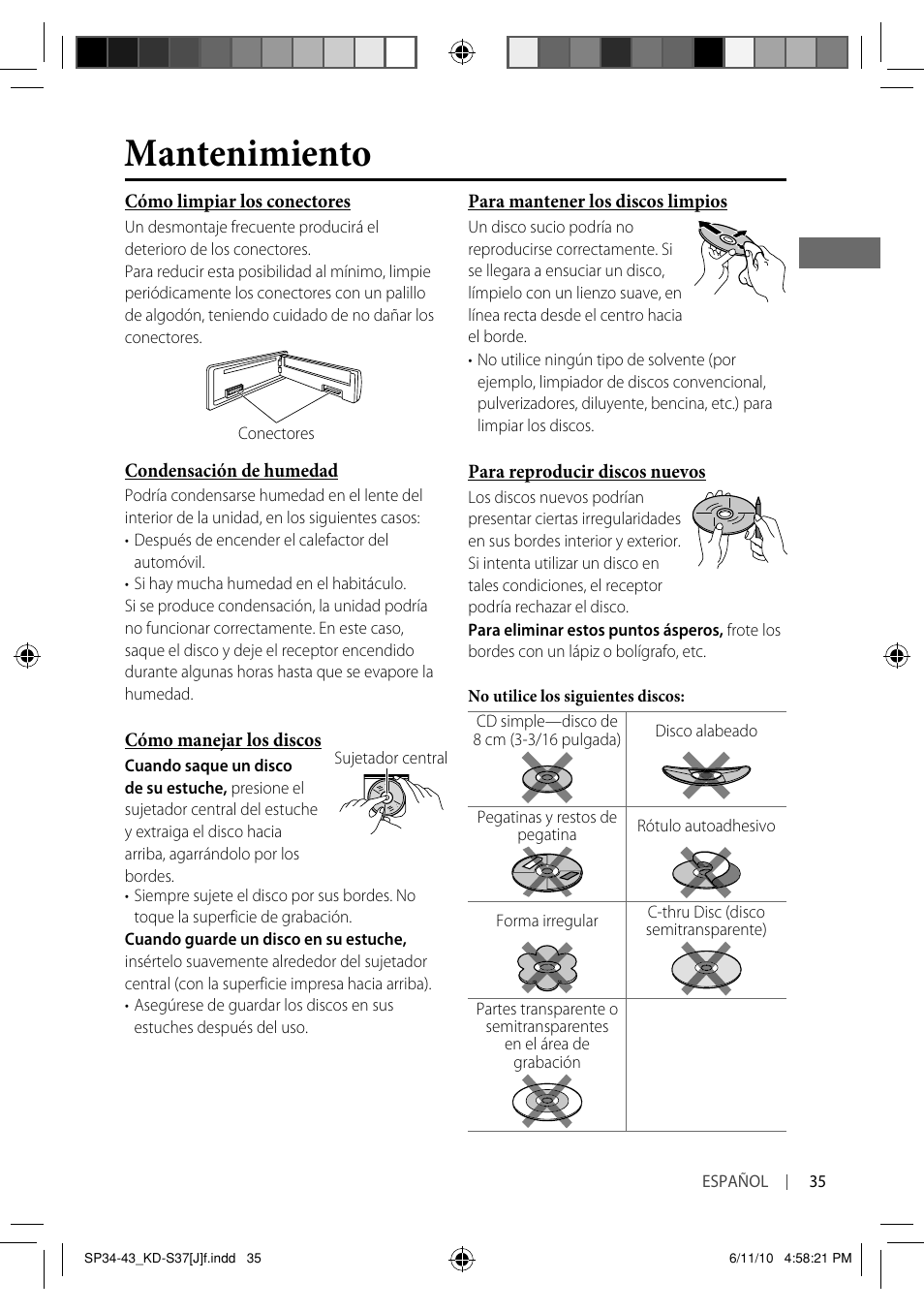 Mantenimiento | JVC KD-S37 User Manual | Page 77 / 87