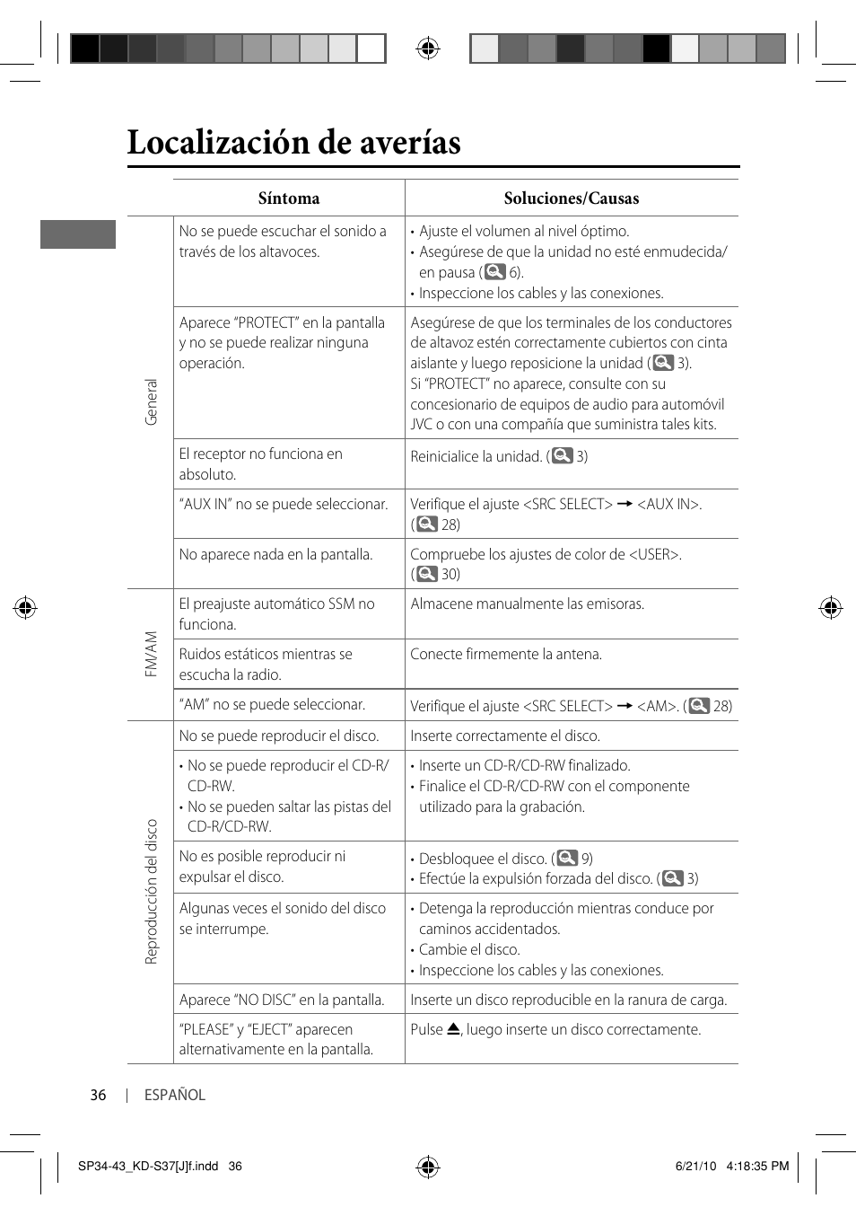 Localización de averías | JVC KD-S37 User Manual | Page 78 / 87