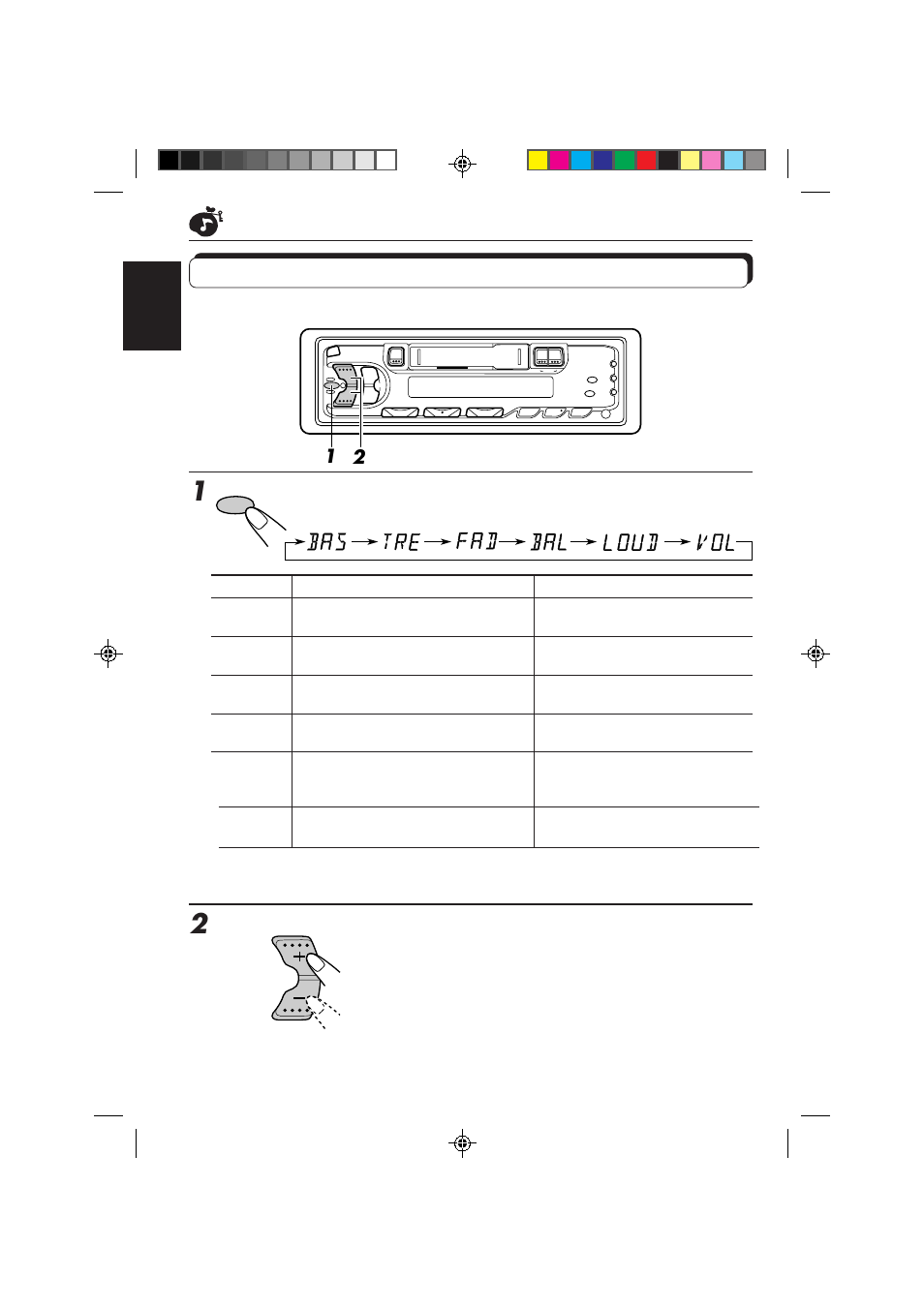 Adjusting the sound, Select the item you want to adjust, Adjust the level | JVC KS-FX433R User Manual | Page 18 / 30