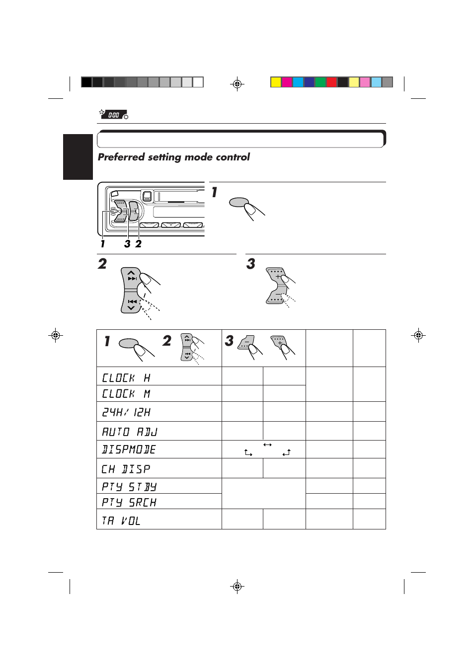 Storing your own mode settings, Preferred setting mode control, Select each mode | Set the desired mode | JVC KS-FX433R User Manual | Page 22 / 30