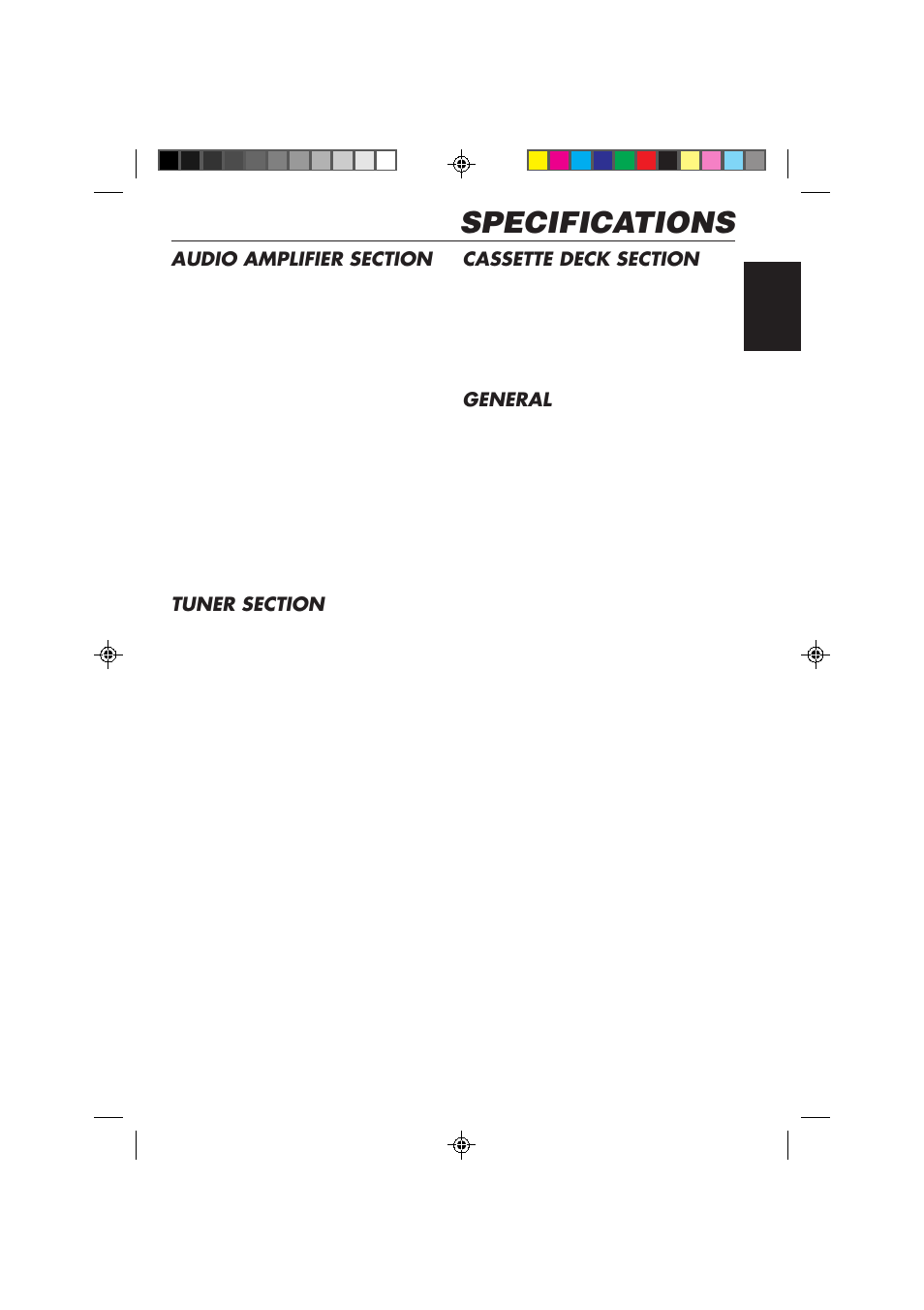 Specifications, General | JVC KS-FX433R User Manual | Page 29 / 30